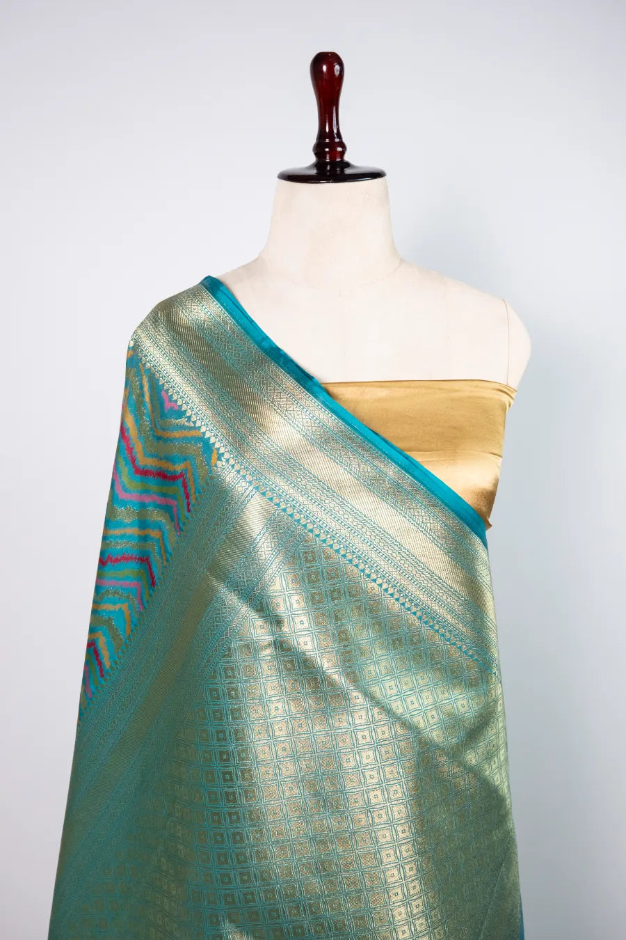 Firozi Kataan Zigzag Banarasi Meena Saree