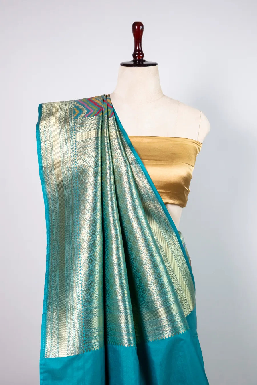 Firozi Kataan Zigzag Banarasi Meena Saree