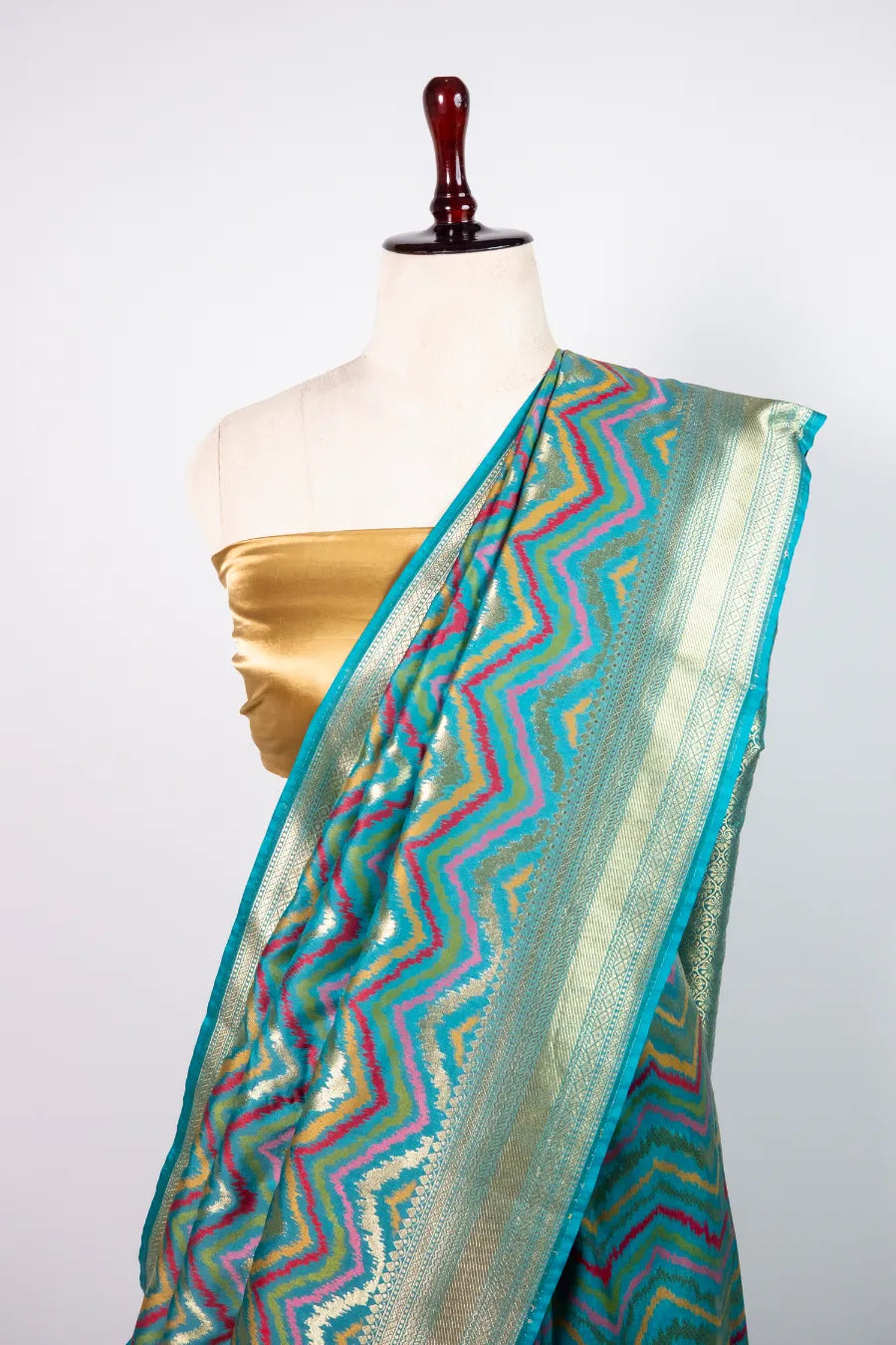 Firozi Kataan Zigzag Banarasi Meena Saree