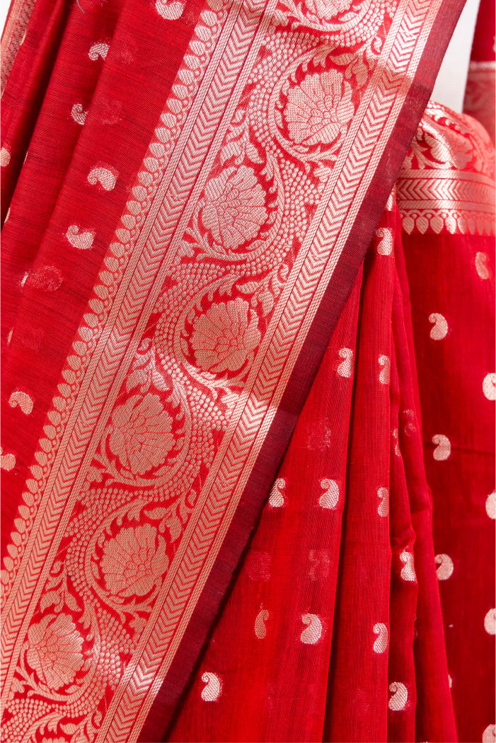 Mahroon Ekraili Cotton Banarasi pattern jakard saree
