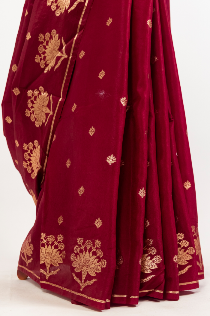 Mahroon Raw Mango Diable Saree
