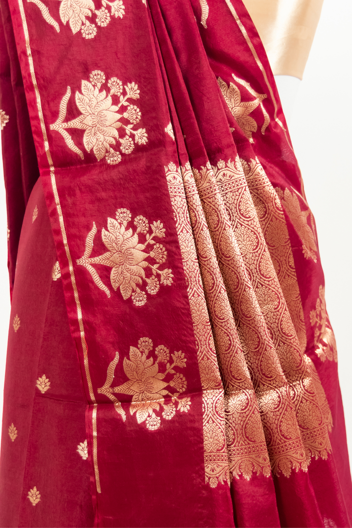 Mahroon Raw Mango Diable Saree