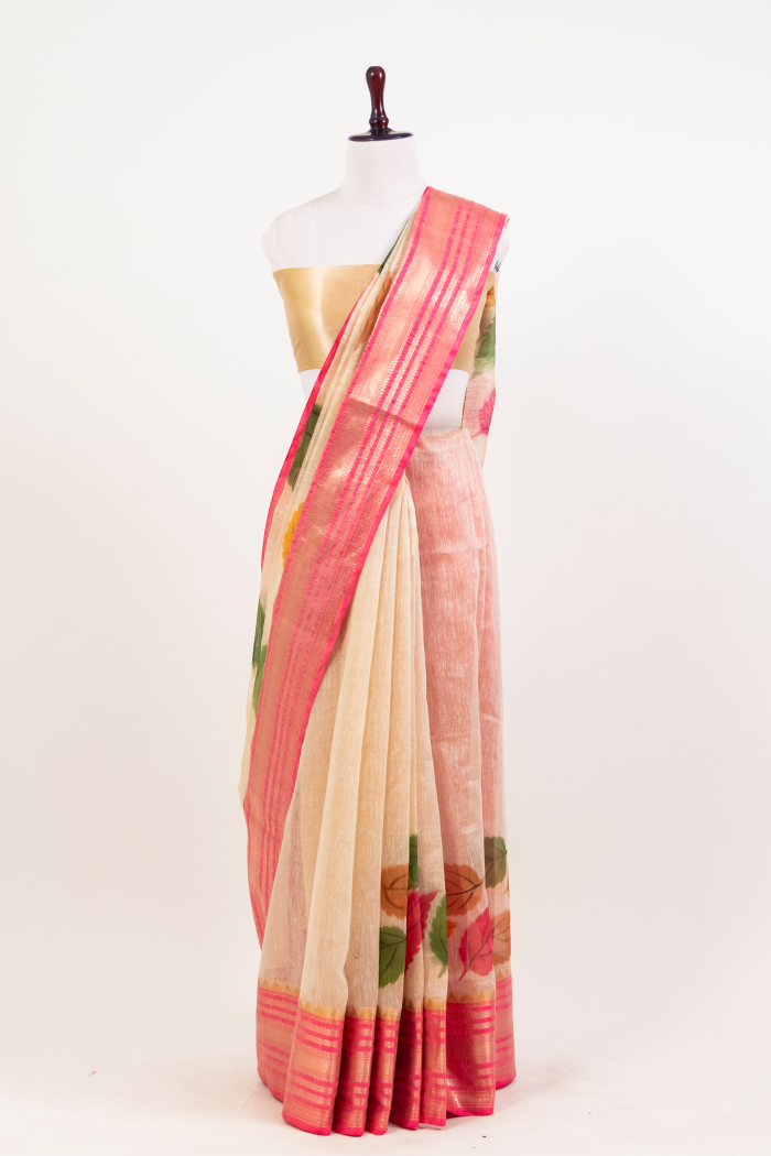 Pure Linen Print Saree