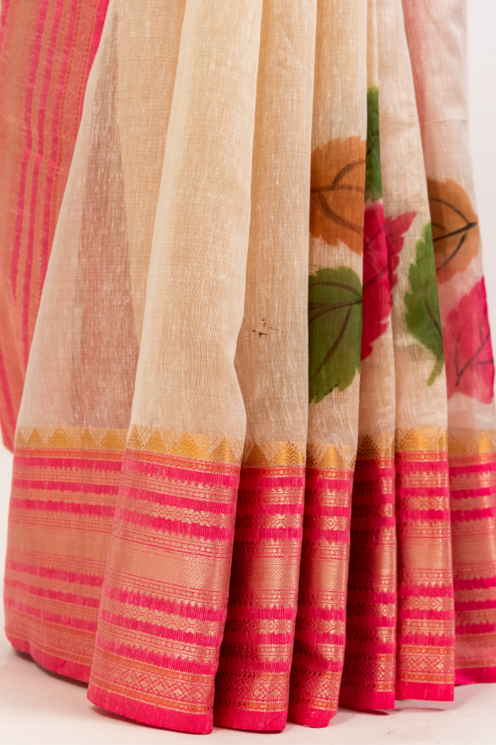 Pure Linen Print Saree