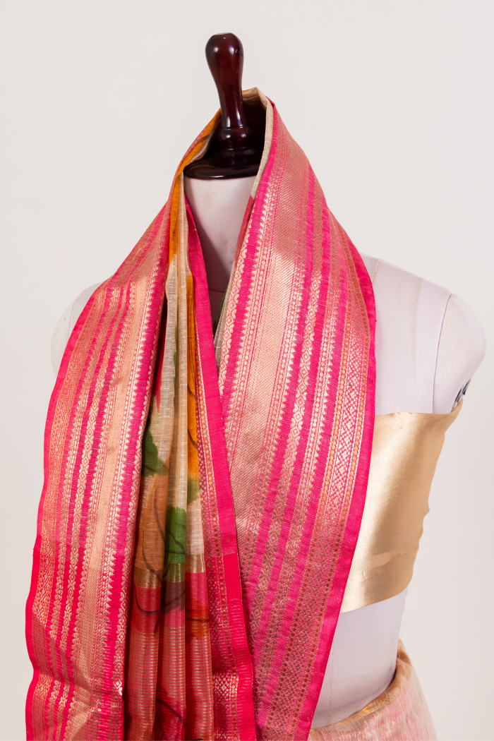 Pure Linen Print Saree