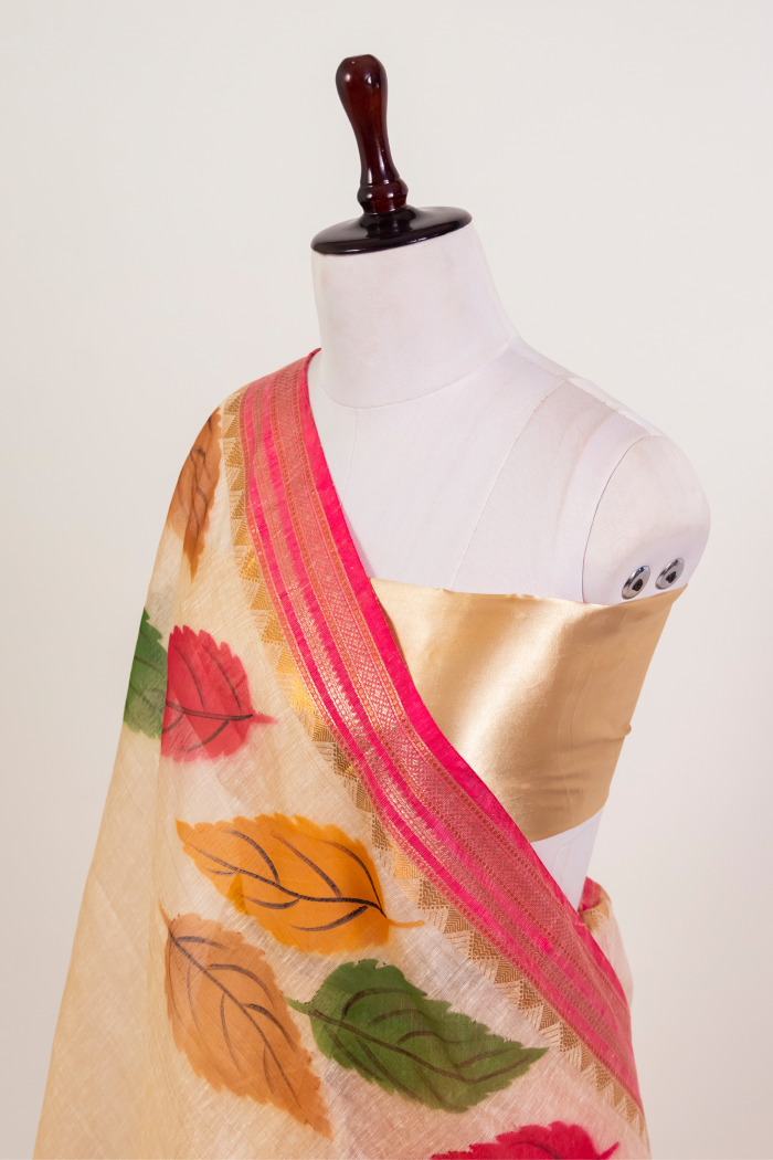 Pure Linen Print Saree