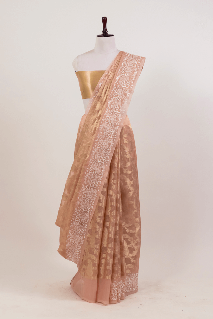 Orange Tissue Jakard Saree