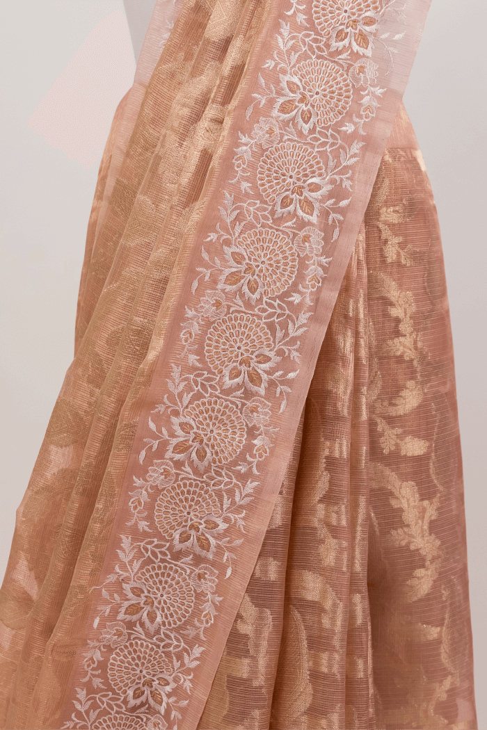 Orange Tissue Jakard Saree