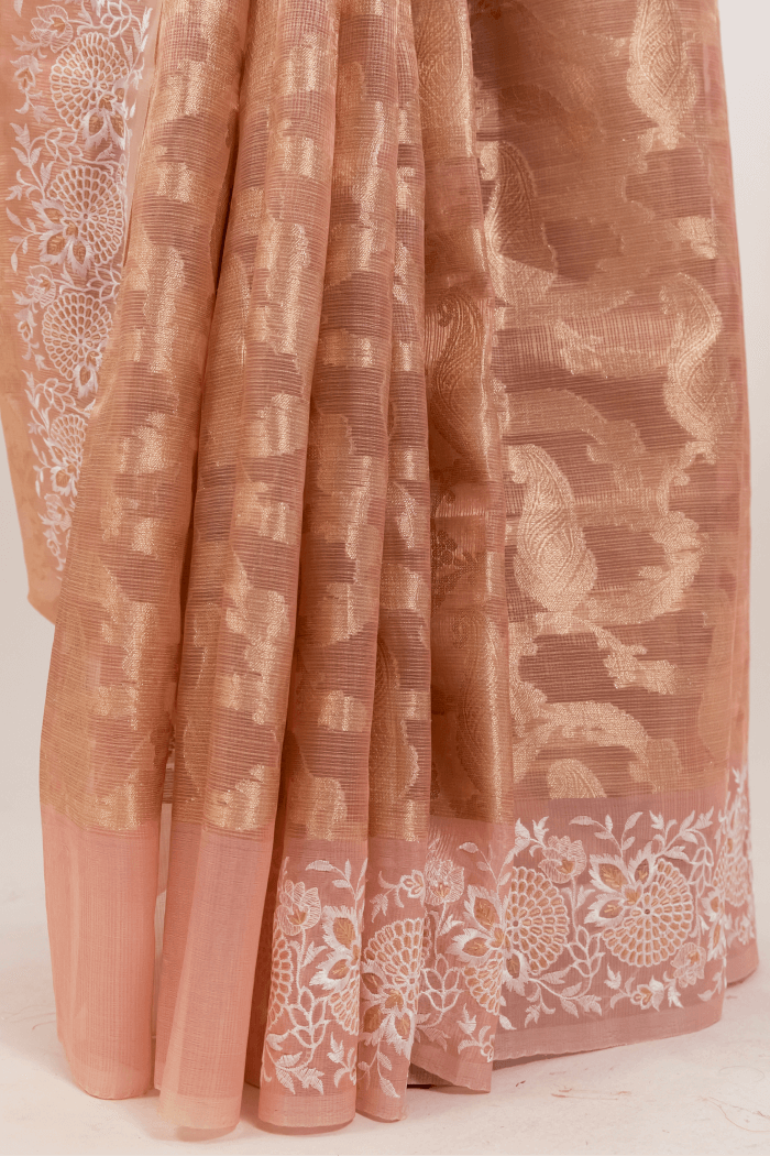 Orange Tissue Jakard Saree