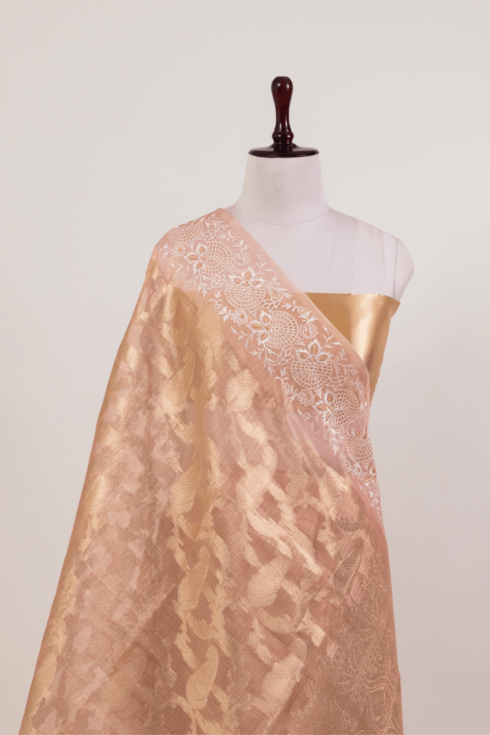 Orange Tissue Jakard Saree
