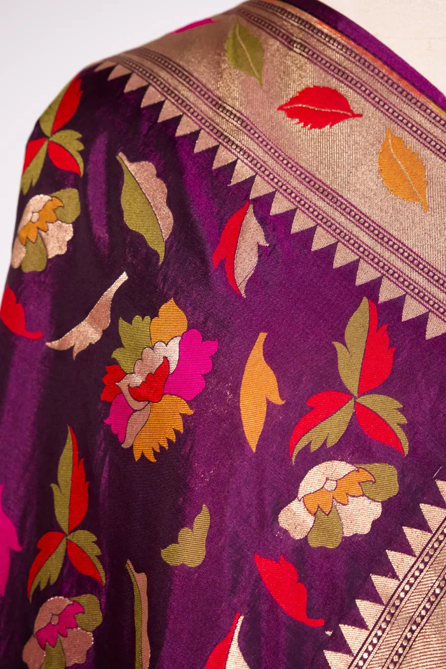 Purple Kataan Banarasi Meena Saree