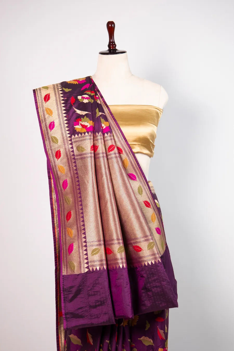 Purple Kataan Banarasi Meena Saree