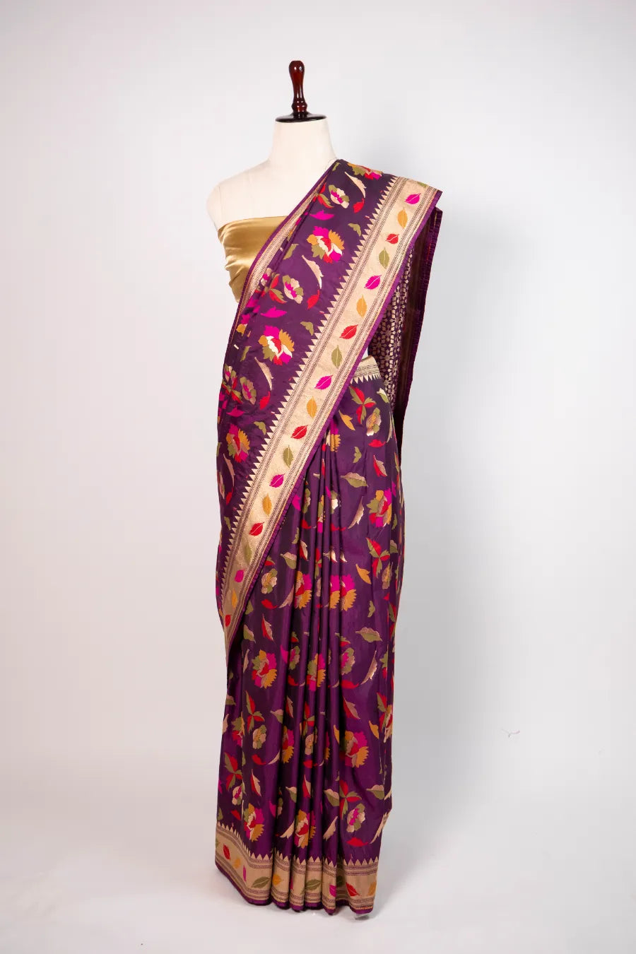 Purple Kataan Banarasi Meena Saree