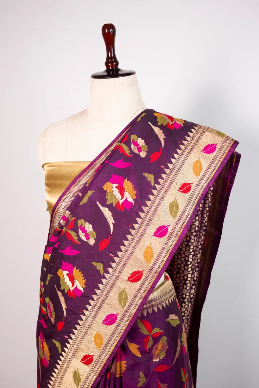 Purple Kataan Banarasi Meena Saree