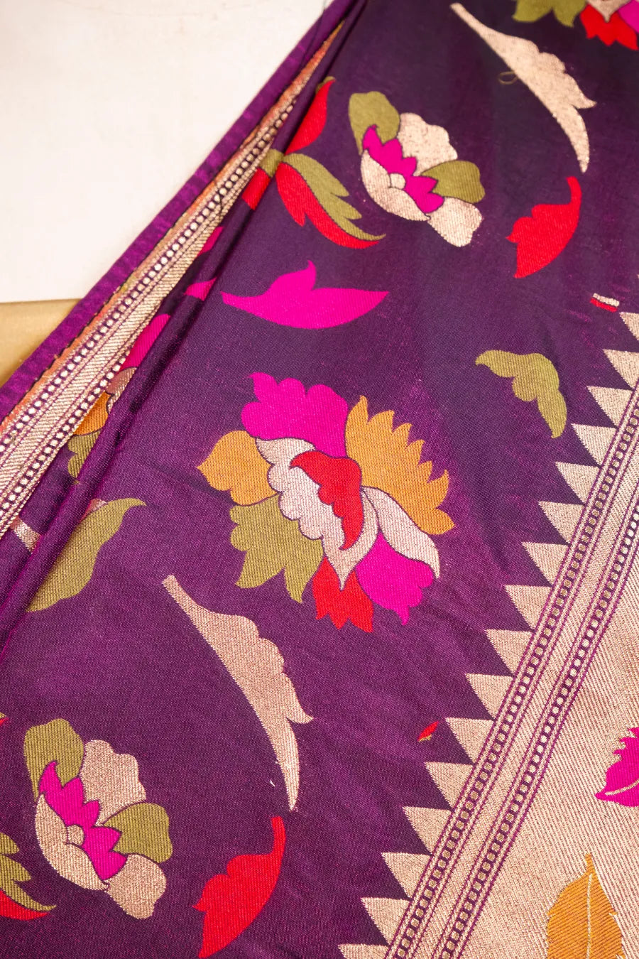 Purple Kataan Banarasi Meena Saree