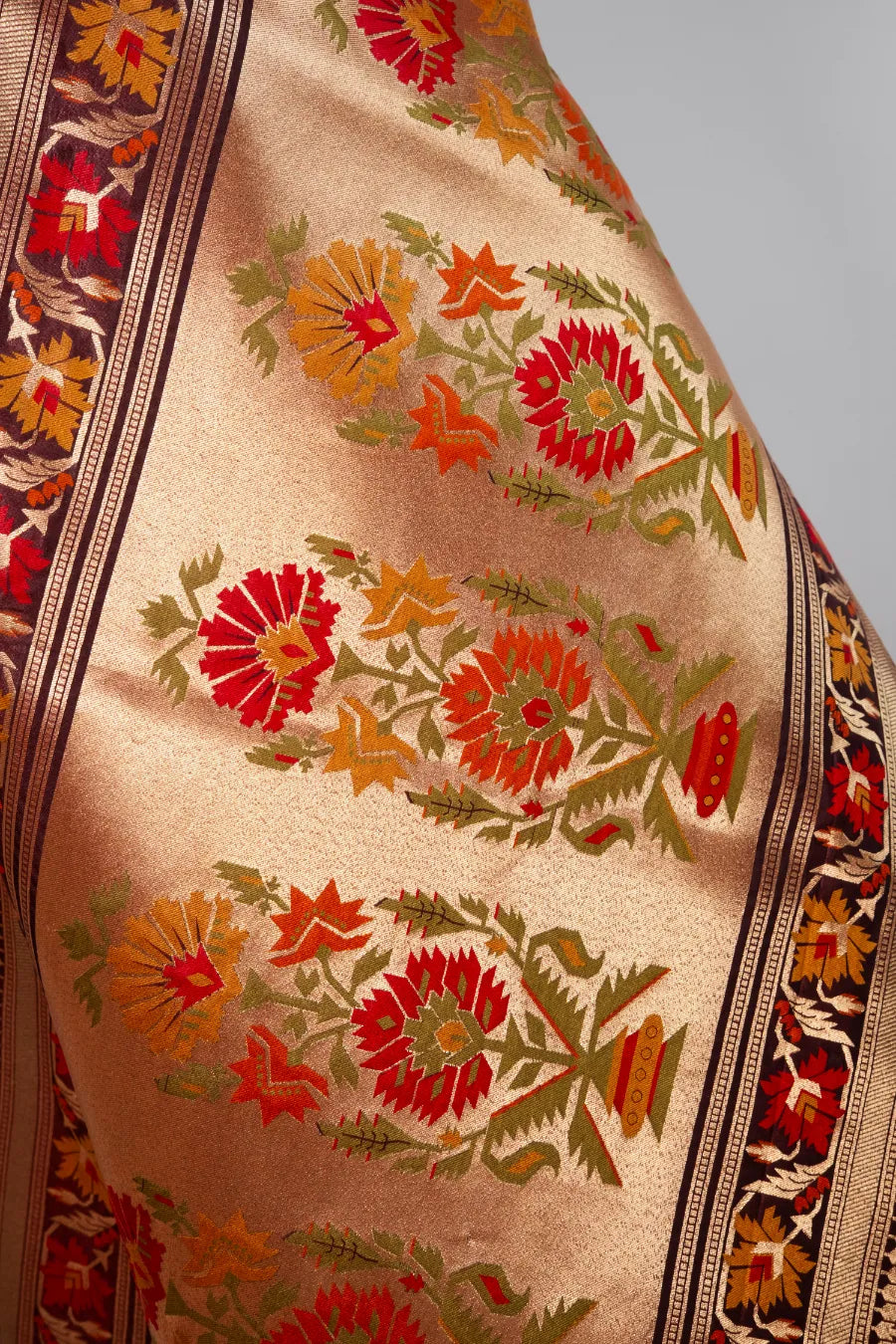 Maroon Kataan Banarasi Meena Jaal Saree