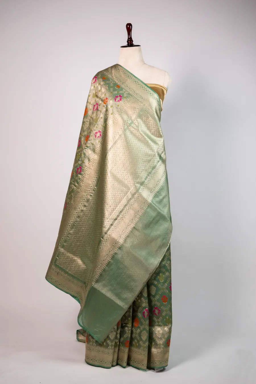 Firozi Kora Meena Banarasi Saree