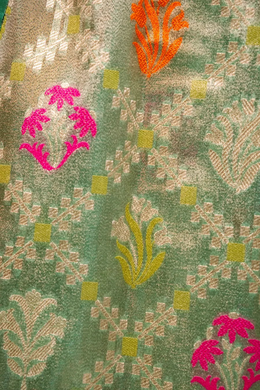 Firozi Kora Meena Banarasi Saree
