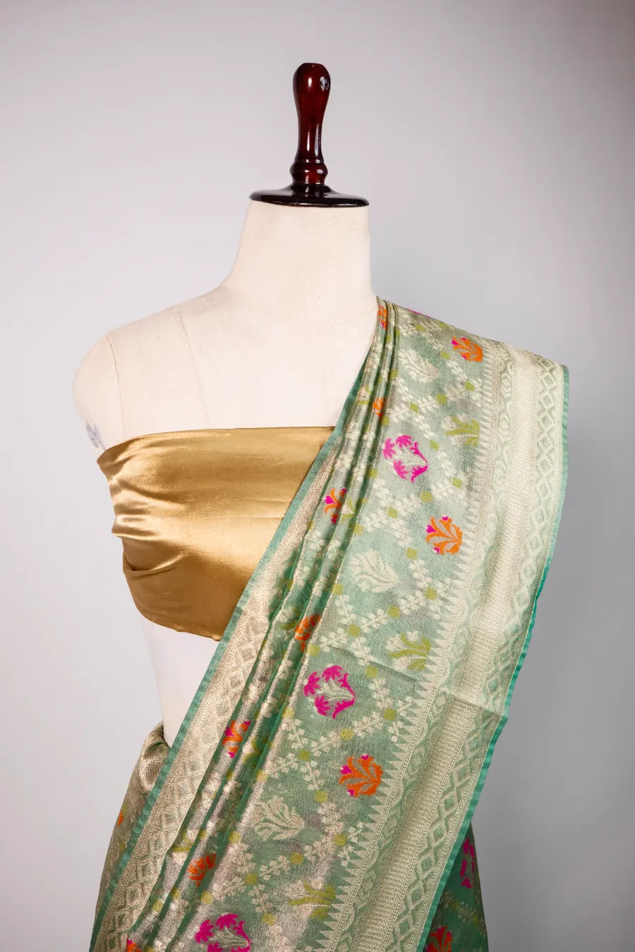 Firozi Kora Meena Banarasi Saree