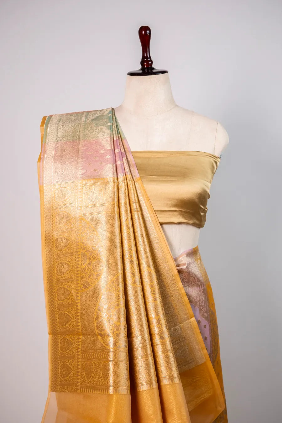 Gold Kora Banarasi Meena Saaree