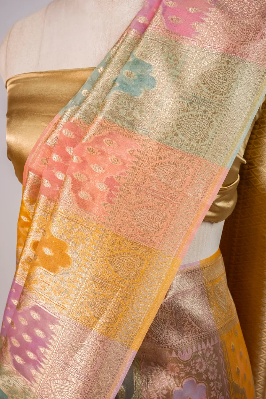 Gold Kora Banarasi Meena Saaree