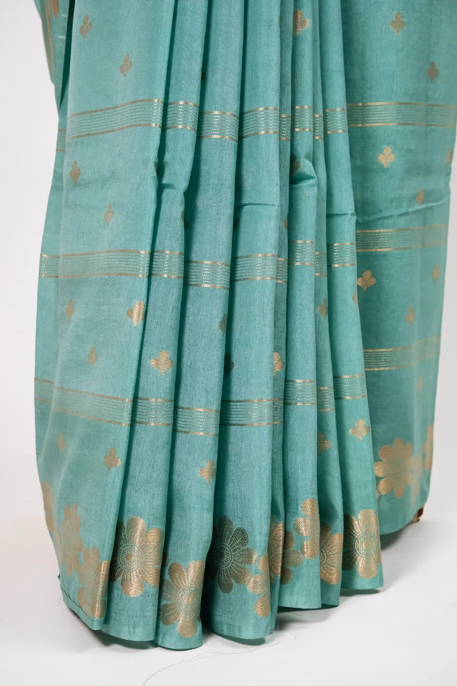 Light Firozi Raw Mango Cotton Saree