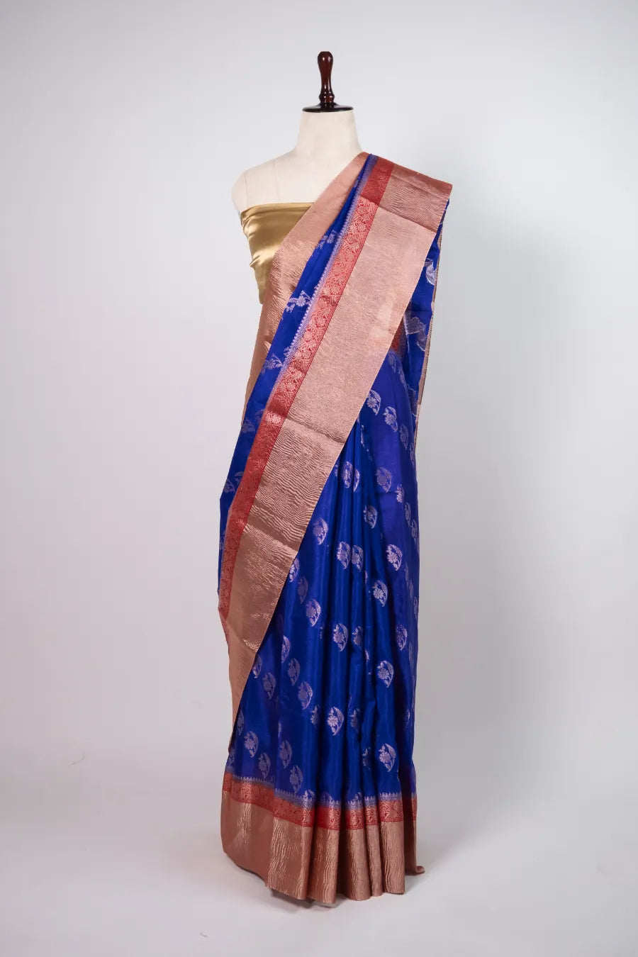 Royal Blue- Silk Saree Crush Patta Saree