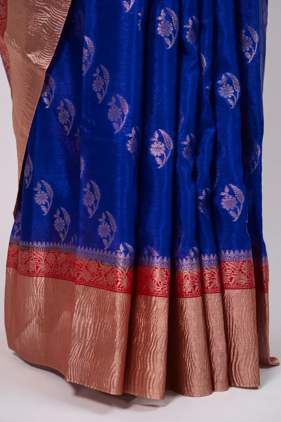 Royal Blue- Silk Saree Crush Patta Saree