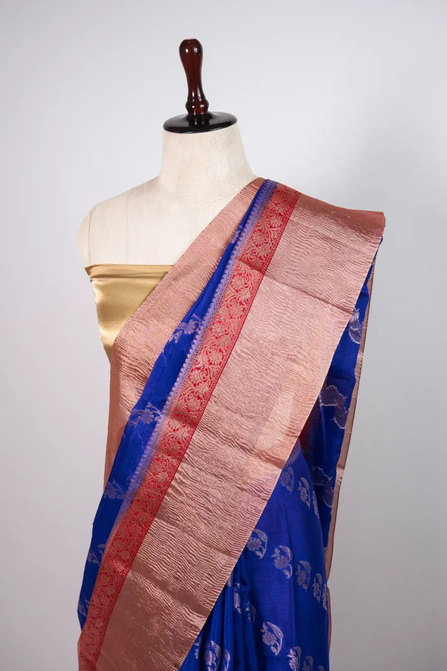 Royal Blue- Silk Saree Crush Patta Saree
