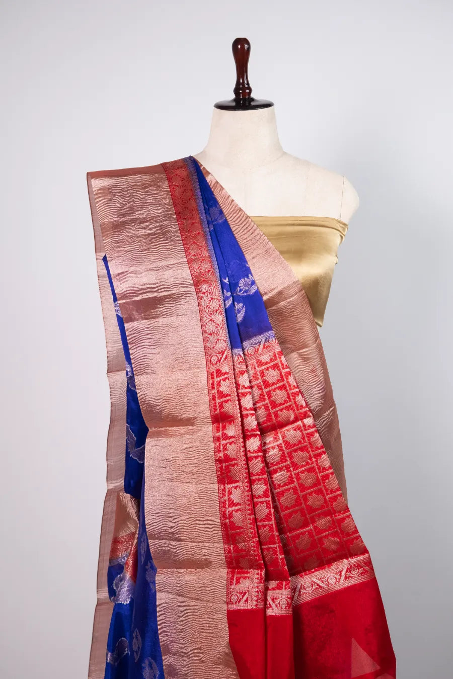 Royal Blue- Silk Saree Crush Patta Saree
