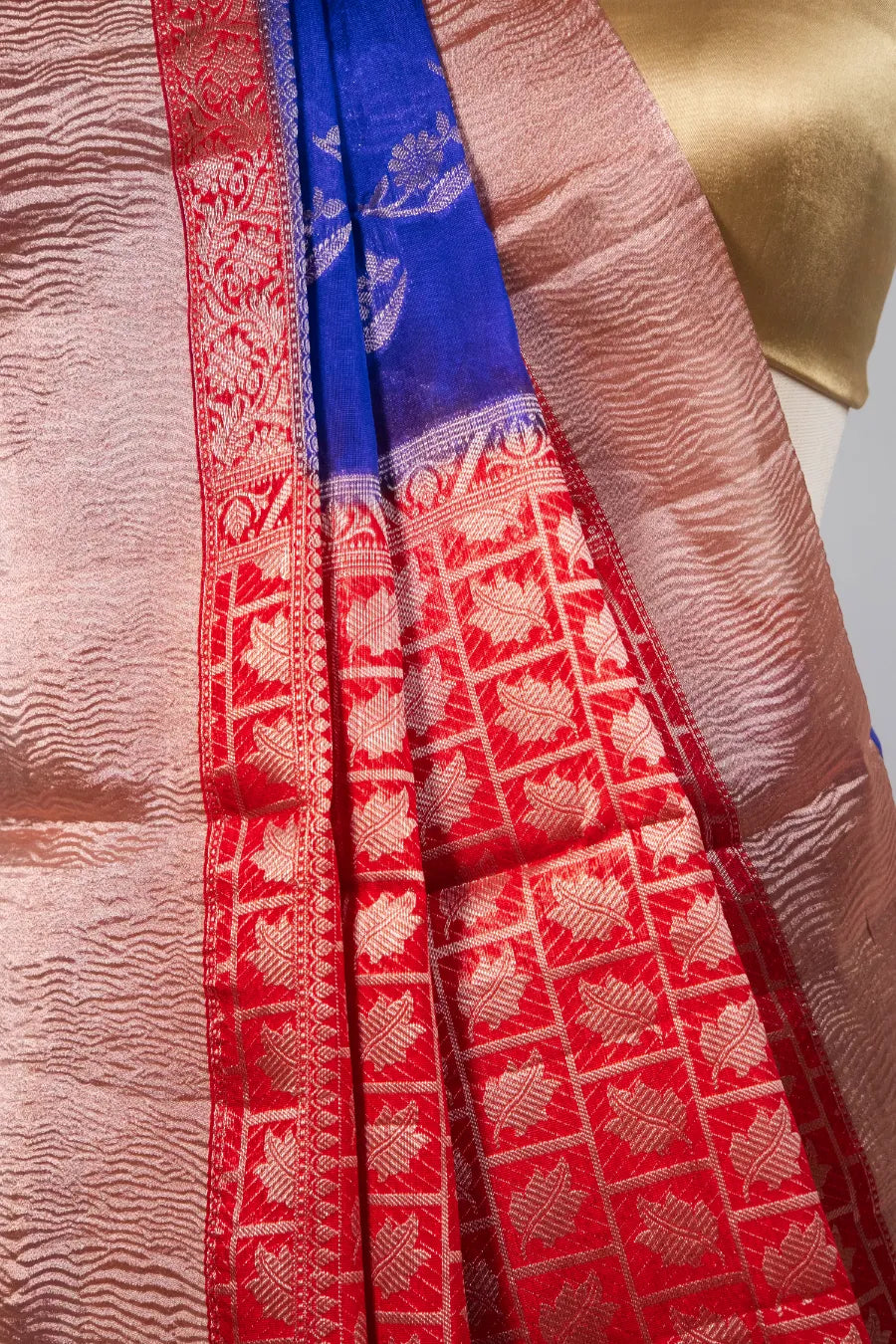 Royal Blue- Silk Saree Crush Patta Saree