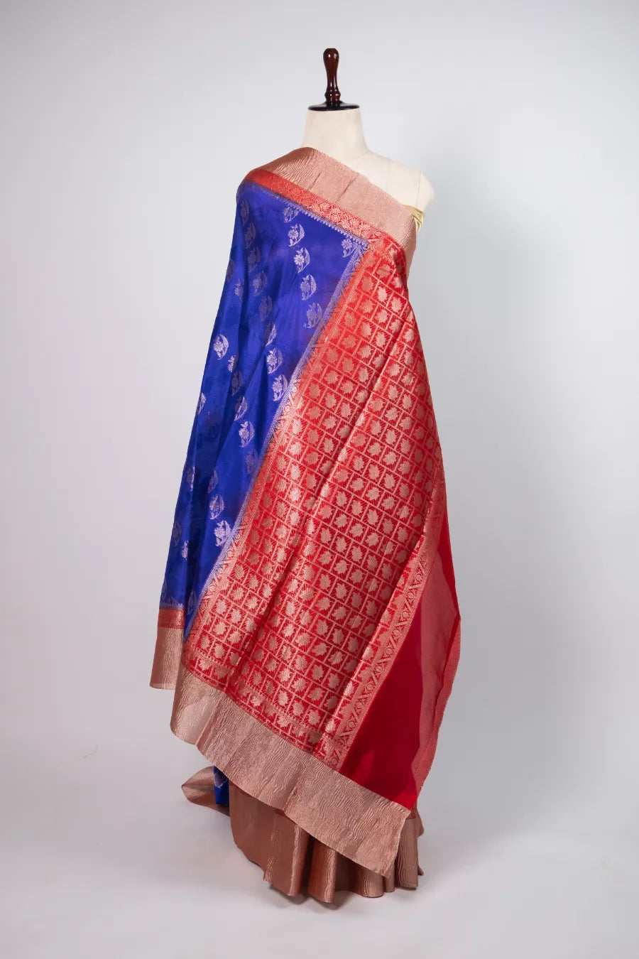 Royal Blue- Silk Saree Crush Patta Saree