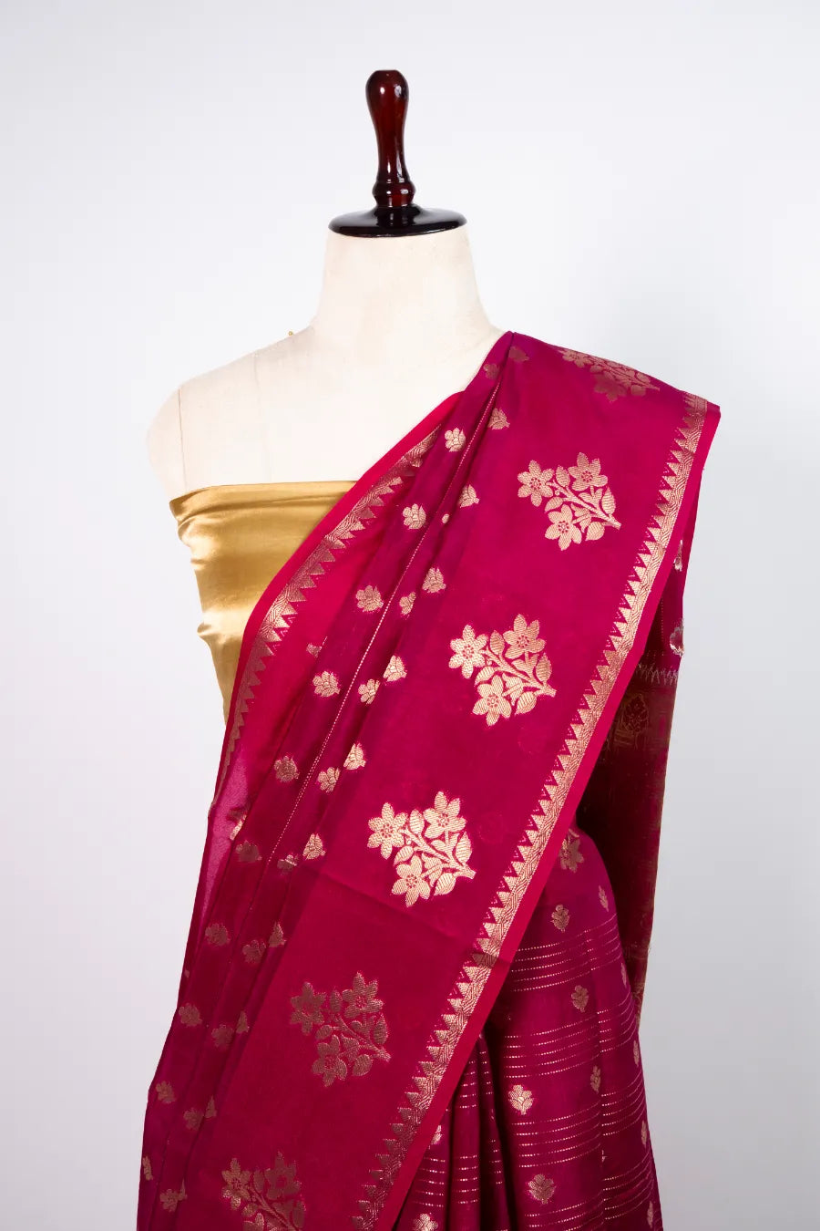 Maroon Raw Mango Cotton Saree