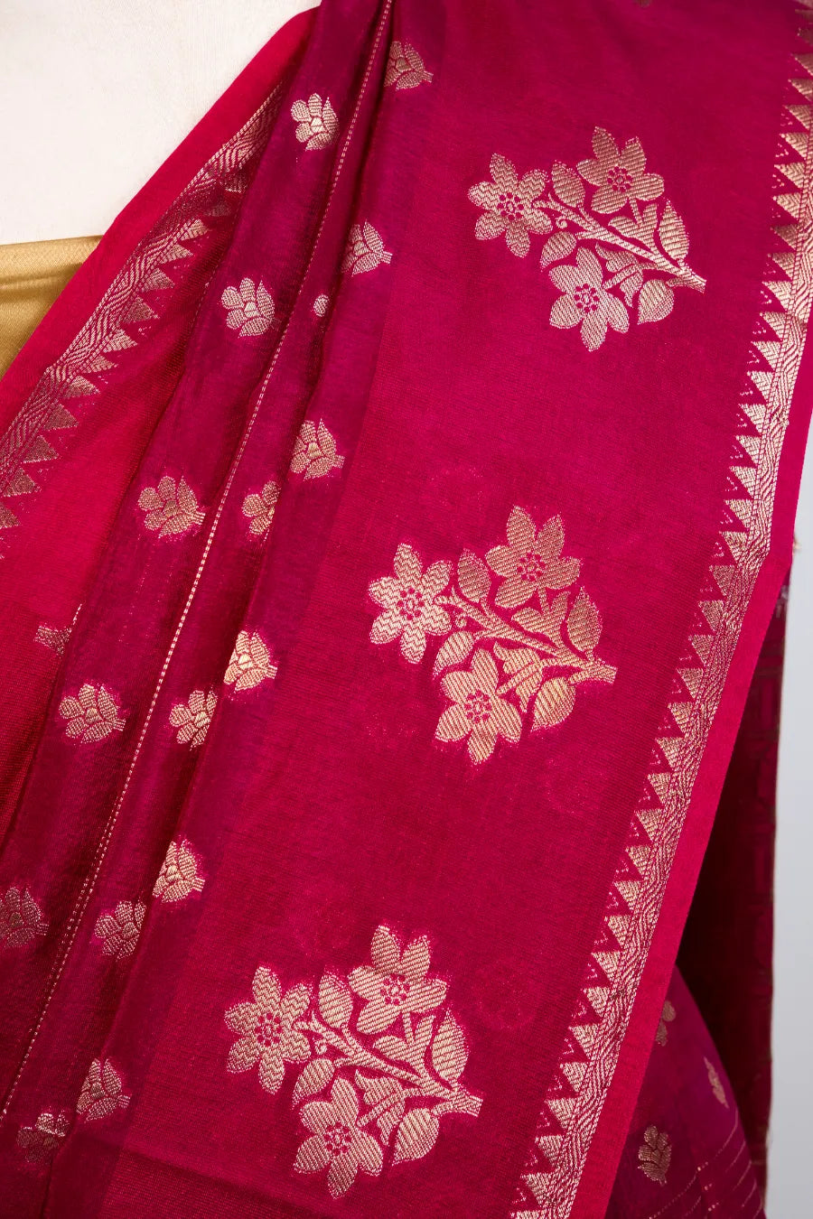 Maroon Raw Mango Cotton Saree