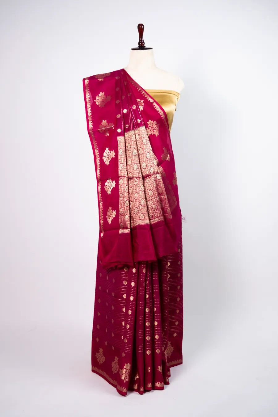 Maroon Raw Mango Cotton Saree