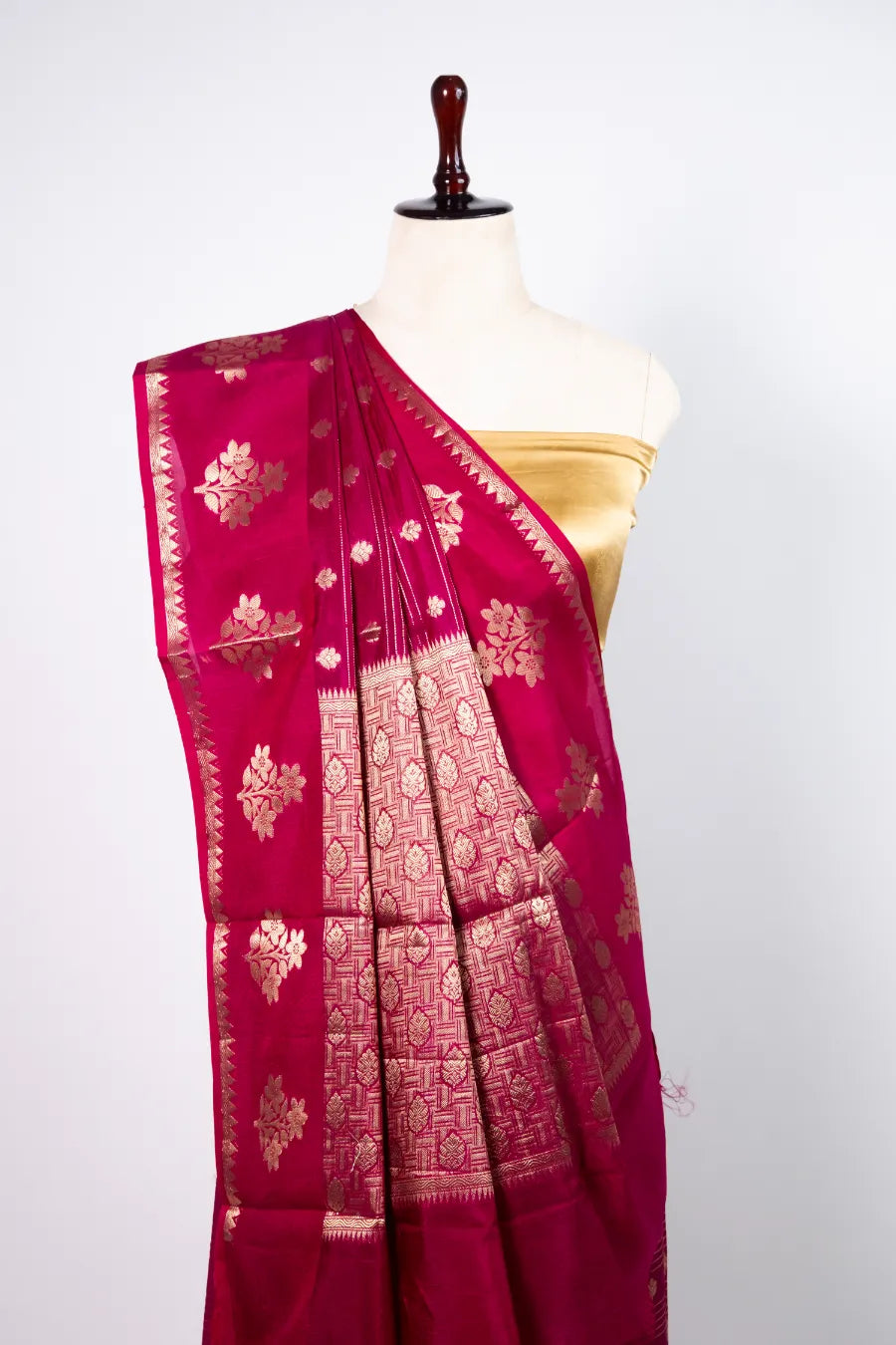 Maroon Raw Mango Cotton Saree