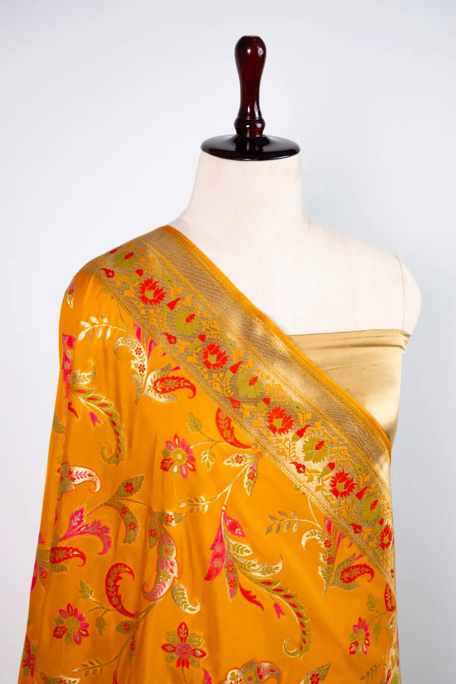Mustard Silk Meena Banarasi Saree