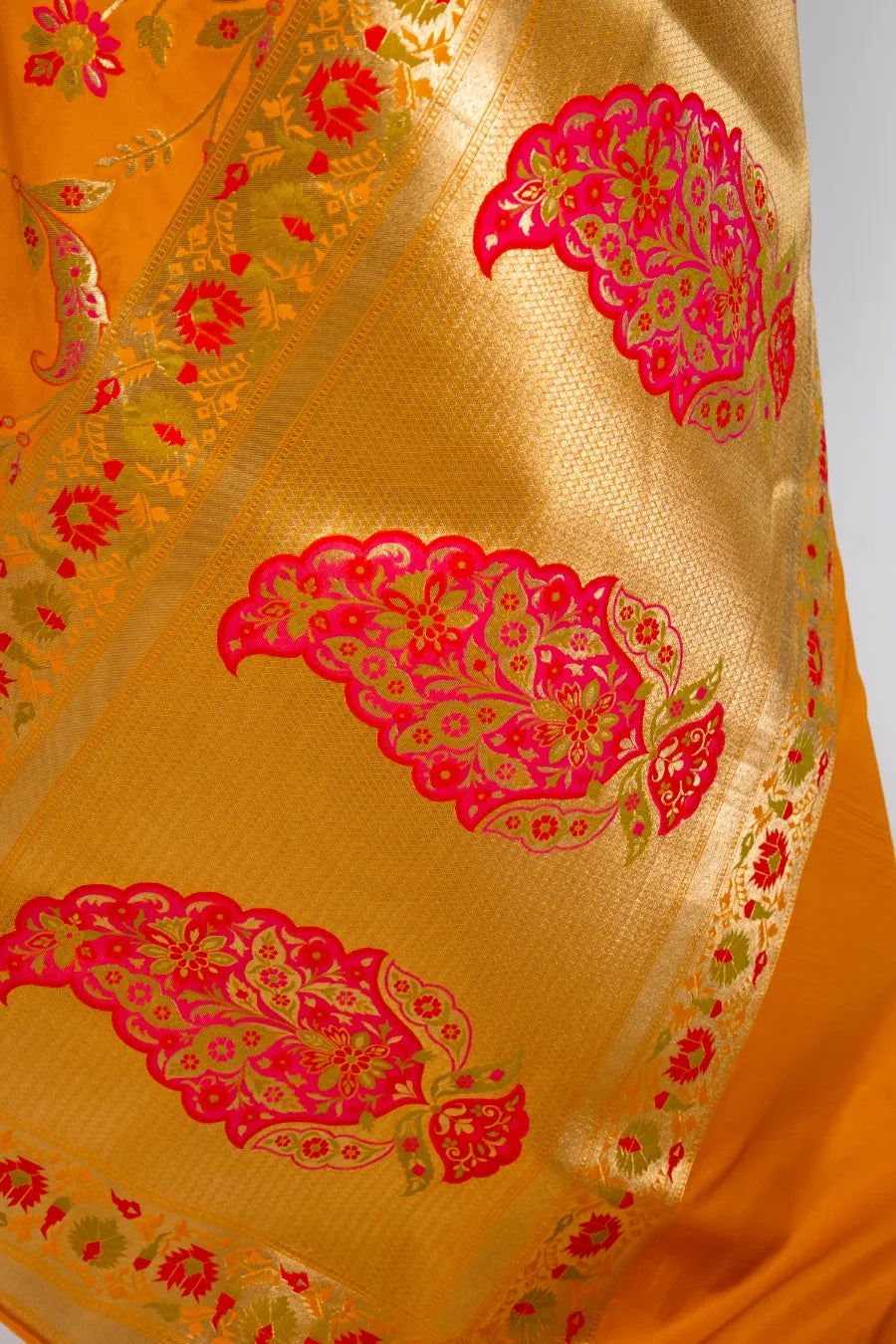 Mustard Silk Meena Banarasi Saree