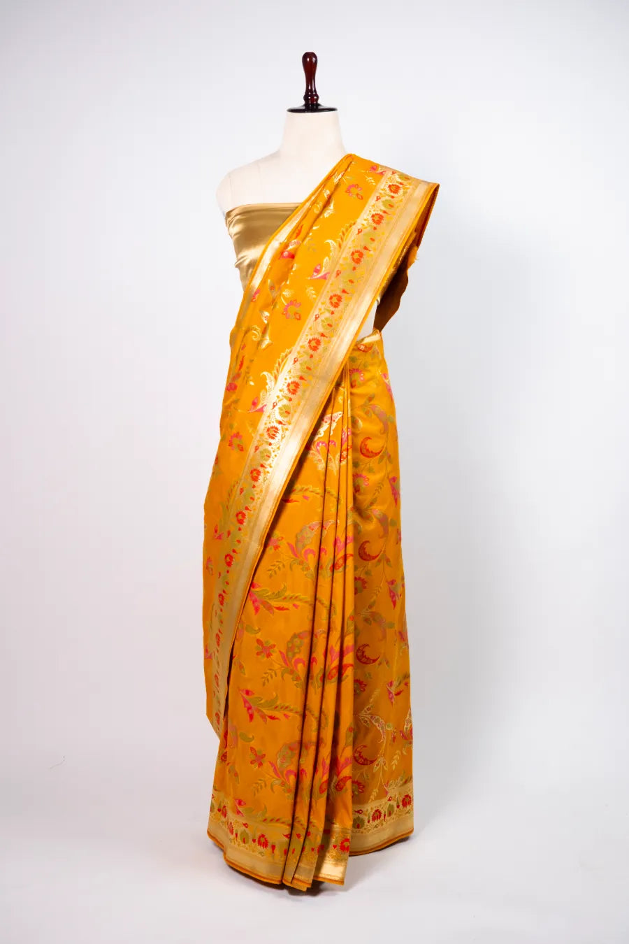Mustard Silk Meena Banarasi Saree