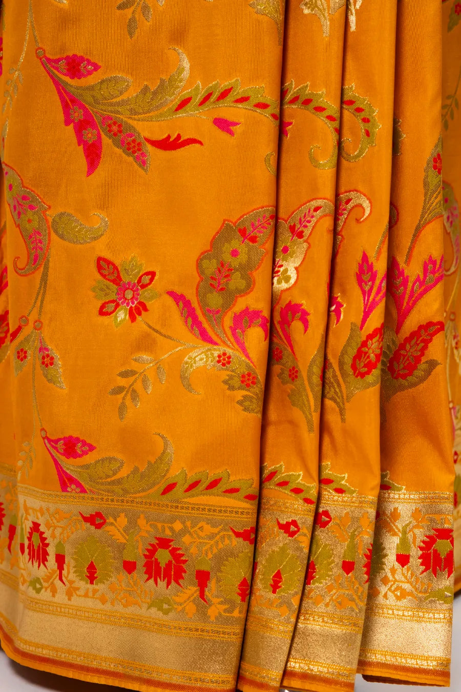 Mustard Silk Meena Banarasi Saree
