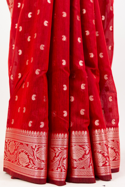 Mahroon Ekraili Cotton  Banarasi pattern jakard saree