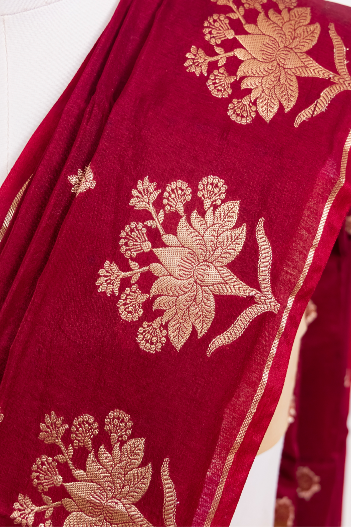 Mahroon Raw Mango Diable Saree