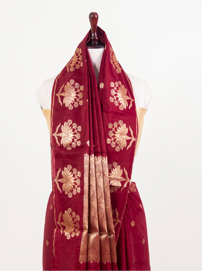 Mahroon Raw Mango Diable Saree