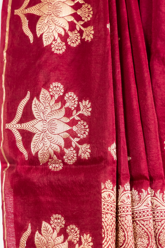 Mahroon Raw Mango Diable Saree