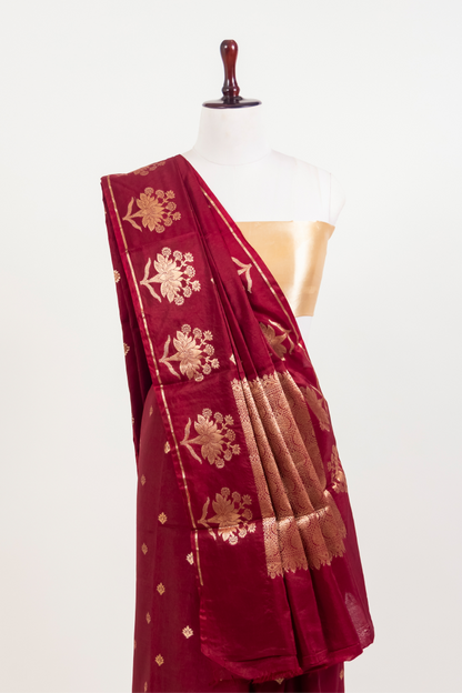 Mahroon Raw Mango Diable Saree