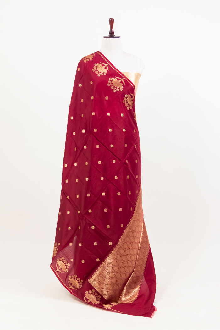 Mahroon Raw Mango Diable Saree