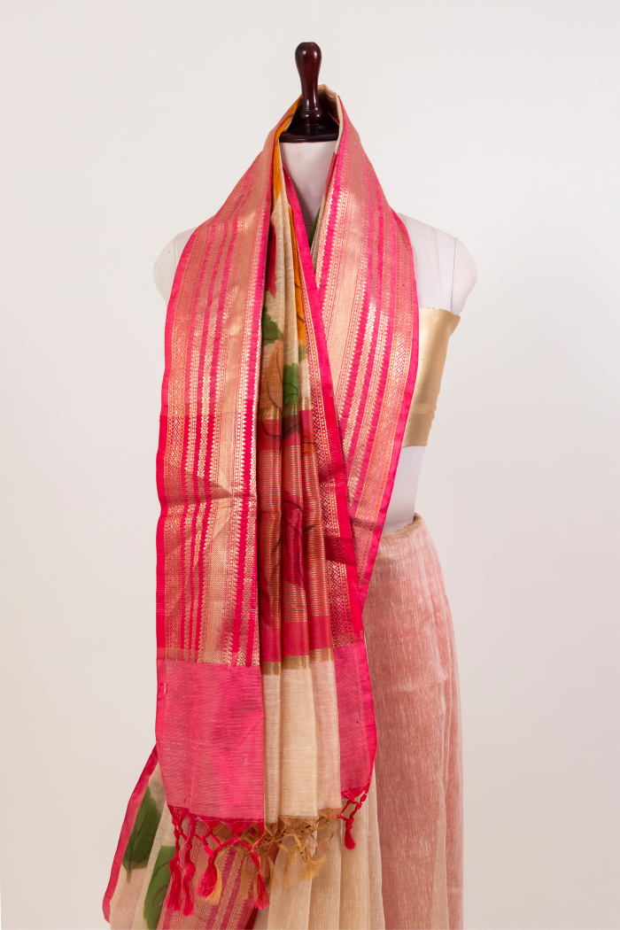 Pure Linen Print Saree