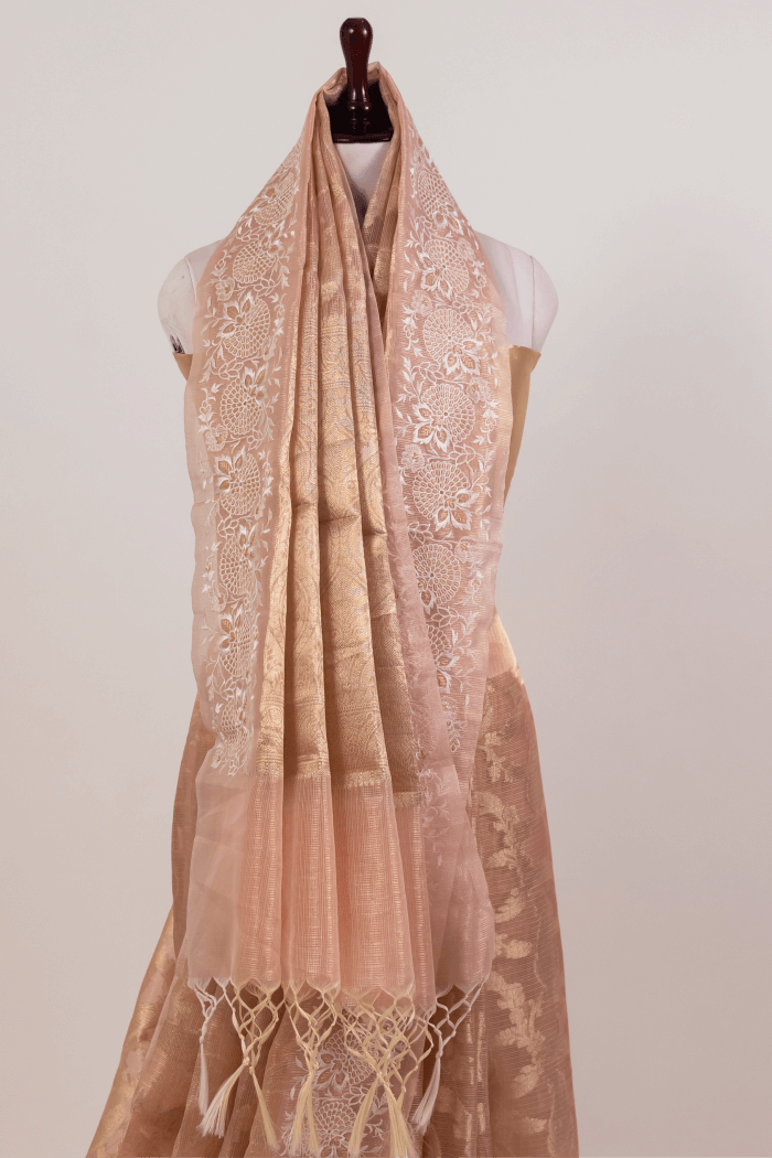 Orange Tissue Jakard Saree