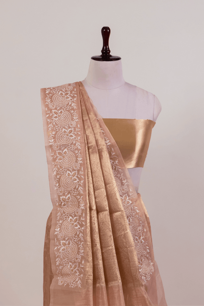 Orange Tissue Jakard Saree