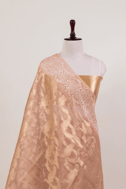 Orange Tissue Jakard Saree